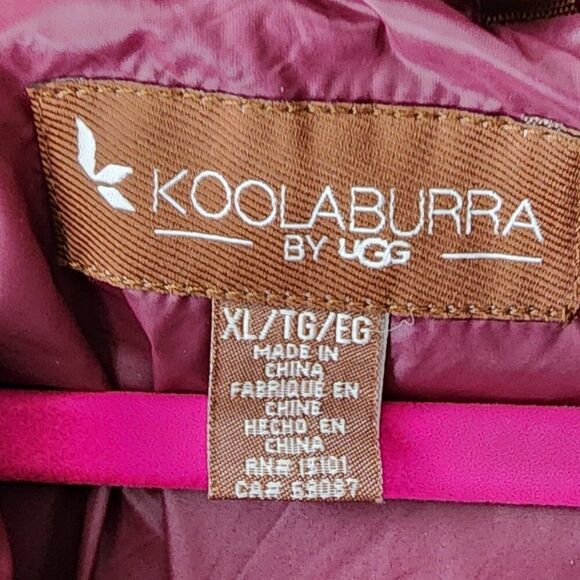 Koolaburra by Ugg Midweight Puffer with Corduroy Accents | Women's XL | Burgundy - Picture 12 of 13